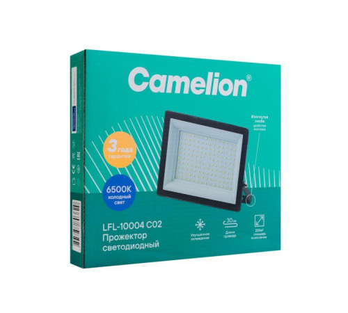 Прожектор LFL-10004 C02 (LED SMD 100Вт 10000лм 230В 6500К 245х233.5Х31) черн. Camelion 16333