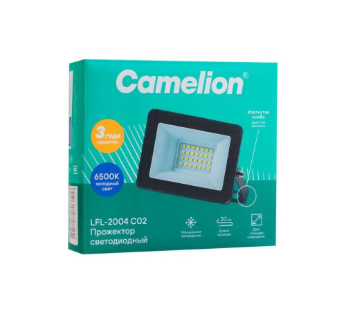 Прожектор светодиодный LFL-2004 C02 LED SMD 20Вт IP65 6500К 2000лм 230В 113х102х24 черн. Camelion 16330