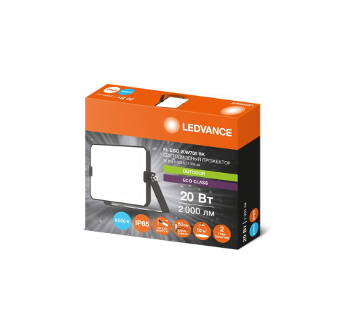 Прожектор светодиодный СДО FL ECO 20W 765 G4 уличный матов. стекло алюм. черн. LEDVANCE 4099854400056