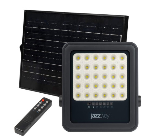 Прожектор светодиодный PFL SOLAR 02 100 6500К GR IP65 ДО с солнечн. панелью и пультом JazzWay 5058477