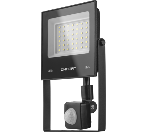 Прожектор светодиодный 90 687 OFL-02-50-6.5K-BL-IP65-LED 50Вт 6500К IP65 4000лм с датчиком движения черн. ОНЛАЙТ 90687