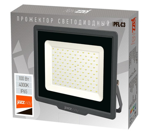 Прожектор светодиодный PFL-C3 100Вт 4000К IP65 ДО compact закален. прозр. стекло Pro JazzWay 5045705