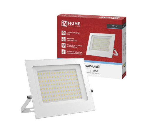 Прожектор светодиодный СДО-7 100Вт 6500К IP65 230В бел. IN HOME 4690612064307