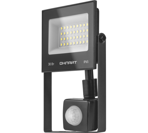 Прожектор светодиодный 61 984 OFL-02-30-4K-BL-IP65-LED-SNRA 30Вт 4000К IP65 2400лм с датчиком движения черн. ОНЛАЙТ 61984