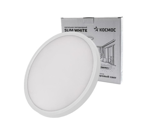 Светильник светодиодный SLIM WHITE 38Вт 4500К IP40 2650лм 230В 400х25мм КОСМОС KSlim38w_W4500K