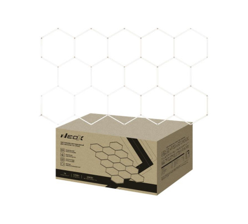 Светильник светодиодный ДБО-HEXAGON 14С-57065 570Вт 6500К 230В 4027х2325мм 14 сот 0.5м шнур с вилкой NEOX 4690612066653