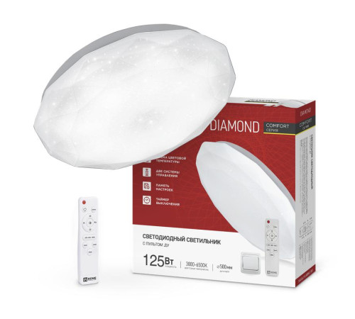 Светильник светодиодный COMFORT DIAMOND 125Вт 3000-6500К 10000лм 230В 500х105мм с пультом ДУ IN HOME 4690612059488