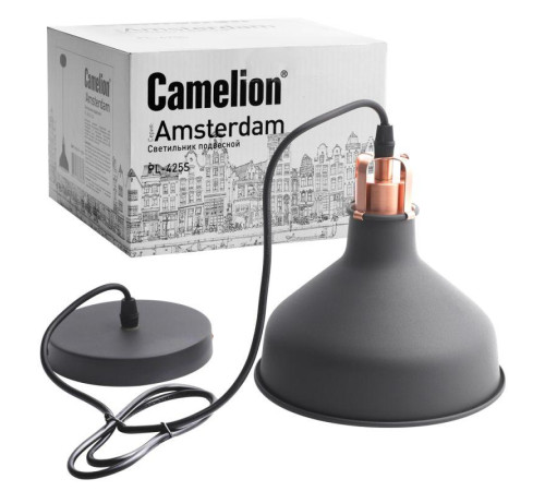 Светильник PL-425S С62 подвес. Amsterdam 1хE27 60Вт 230В черн.+медь Camelion 13023