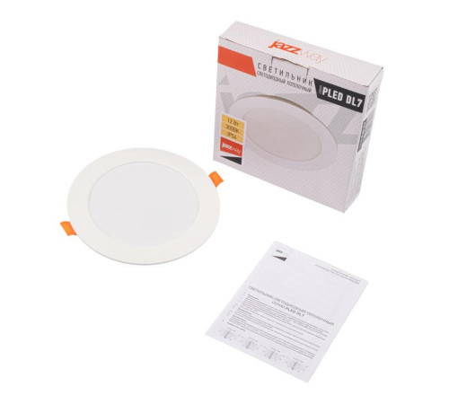 Светильник светодиодный PLED DL7 12Вт 3000К IP54 1020лм WH встраив. бел. Pro JazzWay 5069060