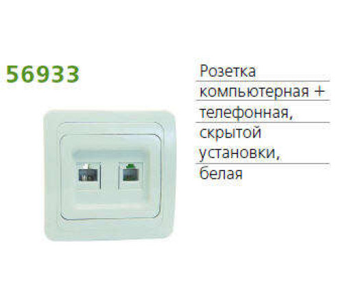 Розетка компьютерная + телефонная 2-м СП Classic POWERMAN 1151436 Розетка компьютерная + телефонная 2-м СП Classic POWERMAN 1151436