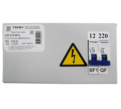 Ящик с понижающим трансформатором ЯТП 0.25 230/12 (2 авт. выкл.) IP31 TOKOV ELECTRIC TKE-TT12-12-250