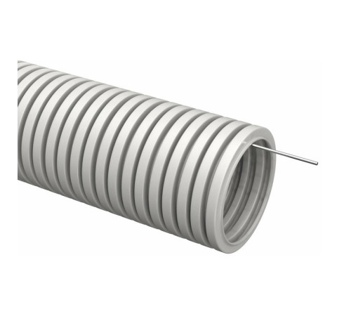 Труба гофрированная ПВХ d16мм с протяжкой сер. (уп.25м) TOKOV ELECTRIC TKE-TG/P-16-C06/25
