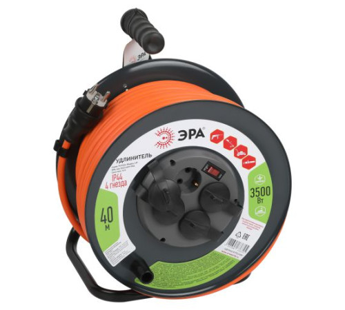Удлинитель на катушке 4х40м с заземл. с выключателем RMx-4es-3x2.5-40m-IP44 ПВС Эра Б0052921