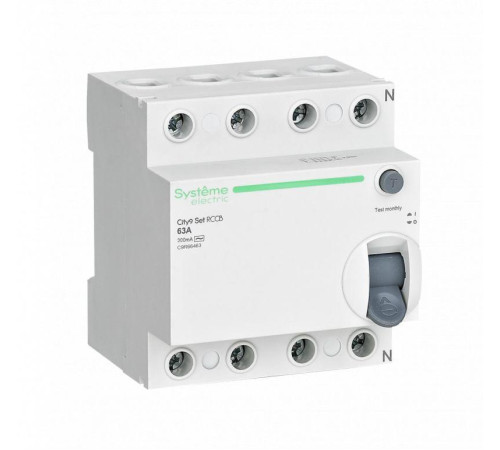 Выключатель дифференциального тока (УЗО) 4п 63А 300мА тип AC City9 Set 400В SE C9R66463