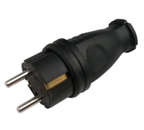 Вилка прямая с з/к каучук 16А IP44 черн. 9210 IN HOME 4690612010236