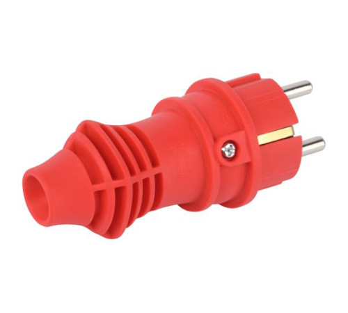 Вилка прямая VX13-R-IP44 16А IP44 с заземл. каучук красн. Эра Б0069322