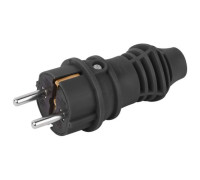 Вилка прямая VX13-B-IP44 16А IP44 с заземл. каучук черн. Эра Б0069321