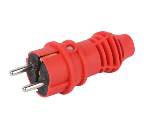 Вилка прямая VX13-R-IP44 16А IP44 с заземл. каучук красн. Эра Б0069322
