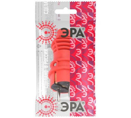 Вилка прямая VX13-R-IP44 16А IP44 с заземл. каучук красн. Эра Б0069322