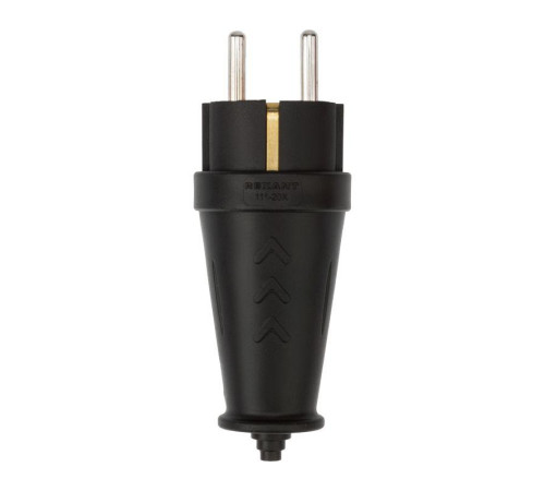 Вилка прямая влагозащ. 16А IP44 с заземл. COMPACT каучук черн. Rexant 111-200