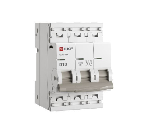 Выключатель автоматический 3п D 10А 4.5кА ВА 47-63N PROxima EKF M634310D