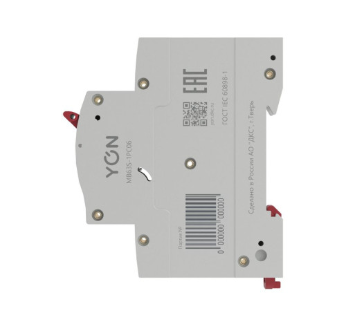 Выключатель модульный автоматический YON MB63 1P характеристика C 6А 4.5кА YON MB63S-1PC06