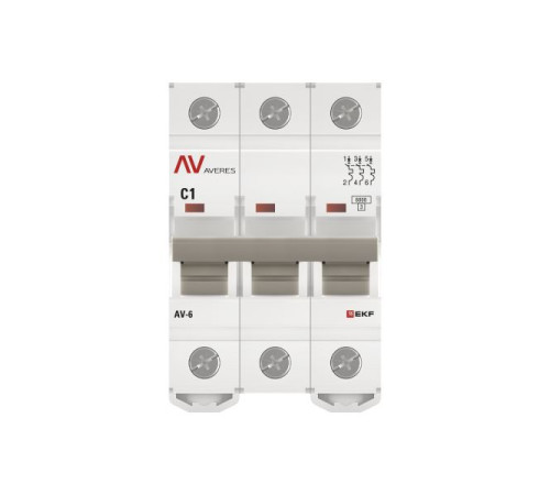 Выключатель автоматический модульный 3п C 1А 6кА AV-6 AVERES EKF mcb6-3-01C-av
