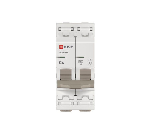 Выключатель автоматический 2п C 4А 4.5кА ВА 47-63N PROxima EKF M634204C Выключатель автоматический 2п C 4А 4.5кА ВА 47-63N PROxima EKF M634204C