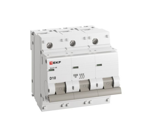 Выключатель автоматический модульный 3п D 10А 10кА ВА 47-100 PROxima EKF mcb47100-3-10D-pro