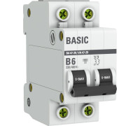 Выключатель автоматический модульный 2п B 6А 4.5кА ВА 47-29 Basic EKF mcb4729-2-06-B