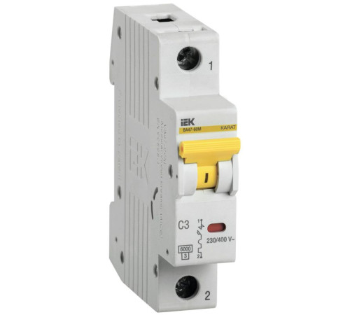 Выключатель автоматический модульный 1п C 3А 6кА ВА47-60M KARAT IEK MVA31-1-003-C