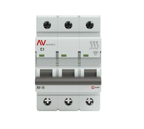 Выключатель автоматический модульный 3п C 1А 10кА AV-10 AVERES EKF mcb10-3-01C-av Выключатель автоматический модульный 3п C 1А 10кА AV-10 AVERES EKF mcb10-3-01C-av
