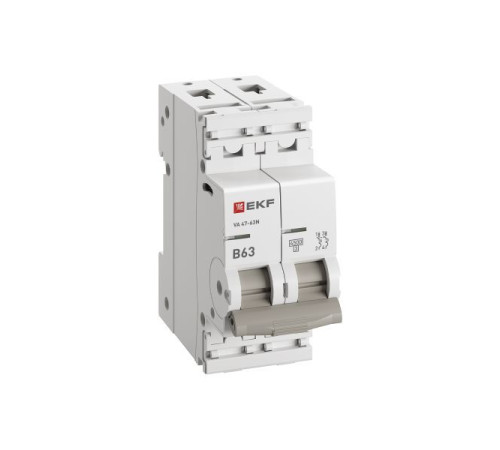 Выключатель автоматический 2п B 63А 4.5кА ВА 47-63N PROxima EKF M634263B