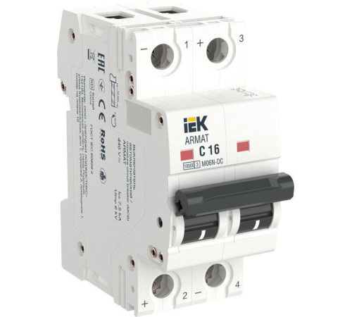 Выключатель автоматический модульный 2п C 16А M06N-DC ARMAT IEK AR-M06N-2-C016DC
