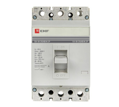 Выключатель автоматический 3п 250/63А 35кА ВА-99 PROxima EKF mccb99-250-63 Выключатель автоматический 3п 250/63А 35кА ВА-99 PROxima EKF mccb99-250-63