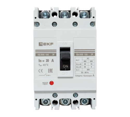 Выключатель автоматический 3п 100/20А 35кА ВА-99М PROxima EKF mccb99-100-20m