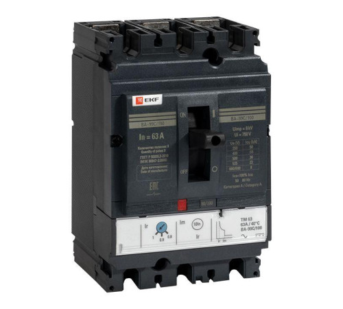 Выключатель автоматический 3п 100/63А 36кА ВА-99C Compact NS PROxima EKF mccb99C-100-63 Выключатель автоматический 3п 100/63А 36кА ВА-99C Compact NS PROxima EKF mccb99C-100-63