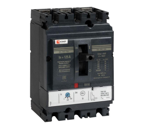 Выключатель автоматический 3п 160/125А 36кА ВА-99C Compact NS PROxima EKF mccb99C-160-125 Выключатель автоматический 3п 160/125А 36кА ВА-99C Compact NS PROxima EKF mccb99C-160-125
