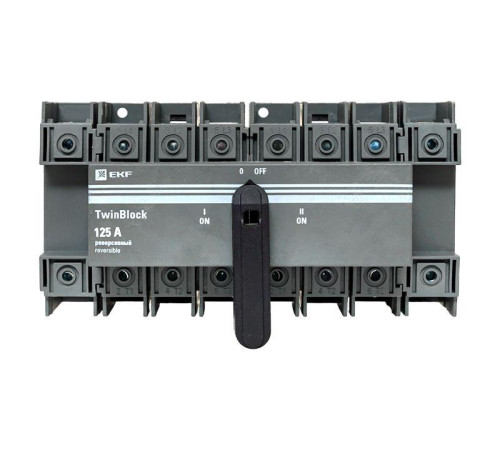 Рубильник 4п 125А реверсивный с рукояткой для прямой установки TwinBlock EKF tb-s-125-4p-rev Рубильник 4п 125А реверсивный с рукояткой для прямой установки TwinBlock EKF tb-s-125-4p-rev