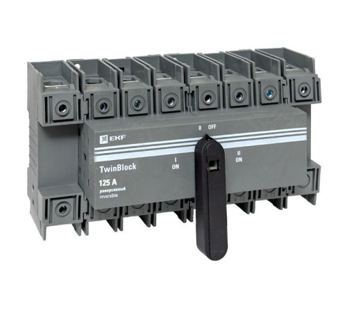 Рубильник 4п 125А реверсивный с рукояткой для прямой установки TwinBlock EKF tb-s-125-4p-rev Рубильник 4п 125А реверсивный с рукояткой для прямой установки TwinBlock EKF tb-s-125-4p-rev