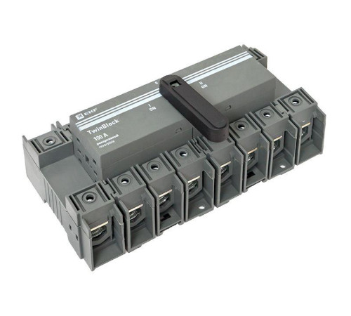 Рубильник 4п 100А реверсивный с рукояткой для прямой установки TwinBlock EKF tb-s-100-4p-rev Рубильник 4п 100А реверсивный с рукояткой для прямой установки TwinBlock EKF tb-s-100-4p-rev