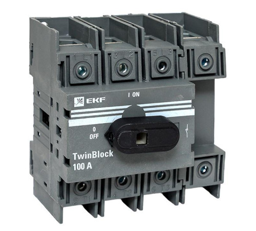Рубильник 4п 100А с рукояткой управления для прямой установки TwinBlock EKF tb-100-4p-f Рубильник 4п 100А с рукояткой управления для прямой установки TwinBlock EKF tb-100-4p-f