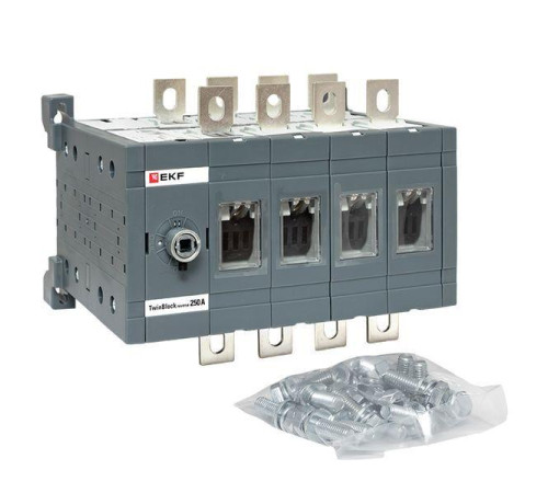 Рубильник 4п 250А реверсивный без рукоятки управления TwinBlock EKF tb-s-250-4p-rev