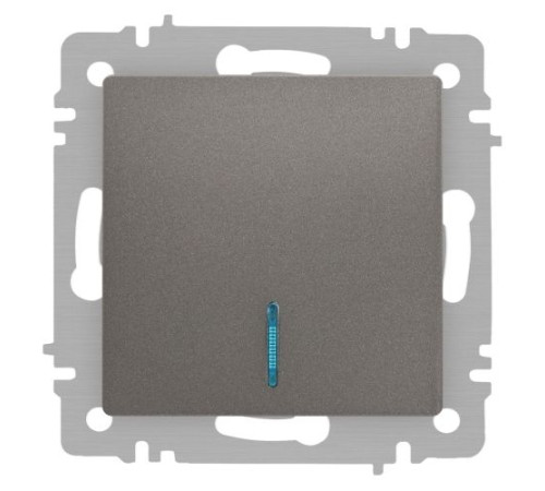 Выключатель Accent 6-102-09 с подсветкой 10А-250В IP20 СУ AL/CU титан Intro Б0063460