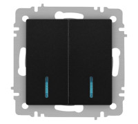 Выключатель Accent 6-105-05 двойн. с подсветкой 10А-250В IP20 СУ AL/CU антрацит Intro Б0063516