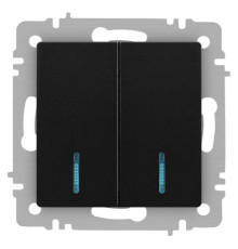 Выключатель Accent 6-105-05 двойн. с подсветкой 10А-250В IP20 СУ AL/CU антрацит Intro Б0063516