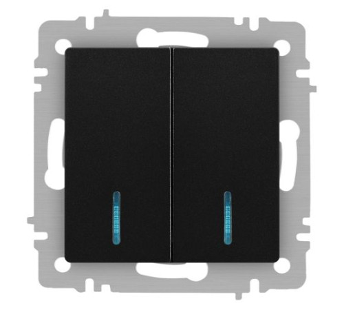 Выключатель Accent 6-105-05 двойн. с подсветкой 10А-250В IP20 СУ AL/CU антрацит Intro Б0063516