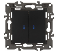 Выключатель 2-кл. СП Elegance 14-1105-05 10А IP20 250В 10AX с подсветкой механизм антрацит Эра Б0034241