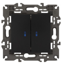 Выключатель 2-кл. СП Elegance 14-1105-05 10А IP20 250В 10AX с подсветкой механизм антрацит Эра Б0034241
