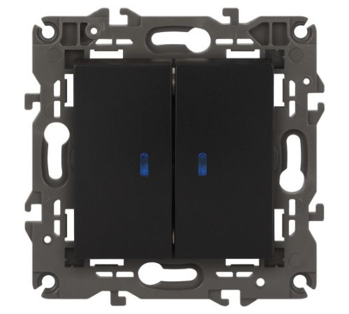 Выключатель 2-кл. СП Elegance 14-1105-05 10А IP20 250В 10AX с подсветкой механизм антрацит Эра Б0034241